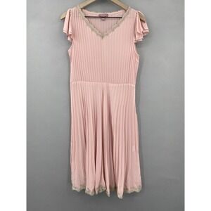 Moiselle Y2K Soft Pink Pleated Slip Dress Womens 40 Romantic Girly Lace Feminine